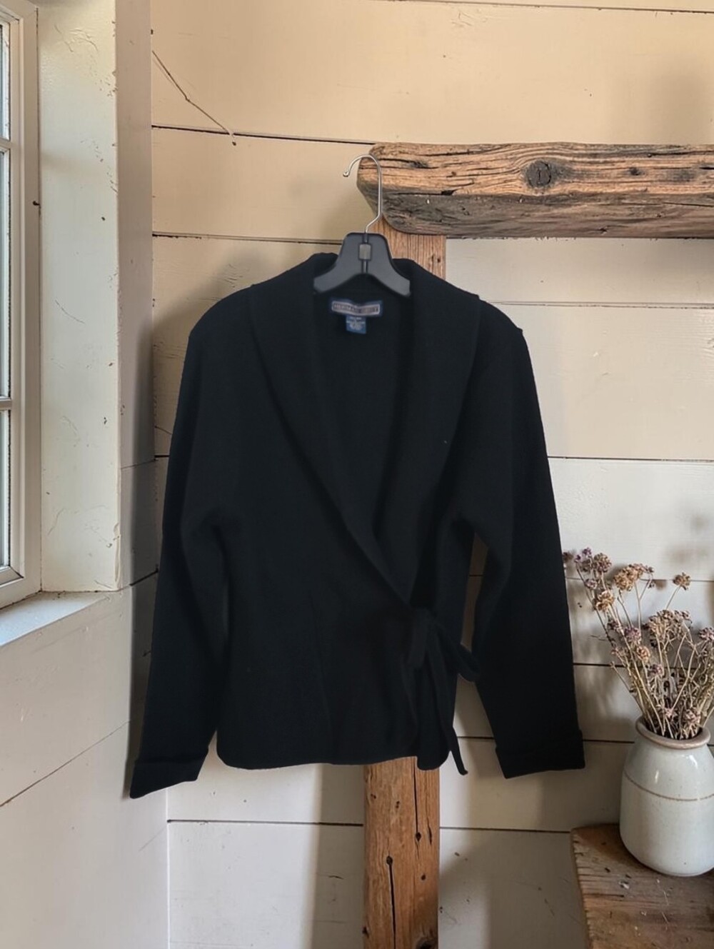 Herman Geist 100% Wool  VNeck Side Tie Wrap Cardigan